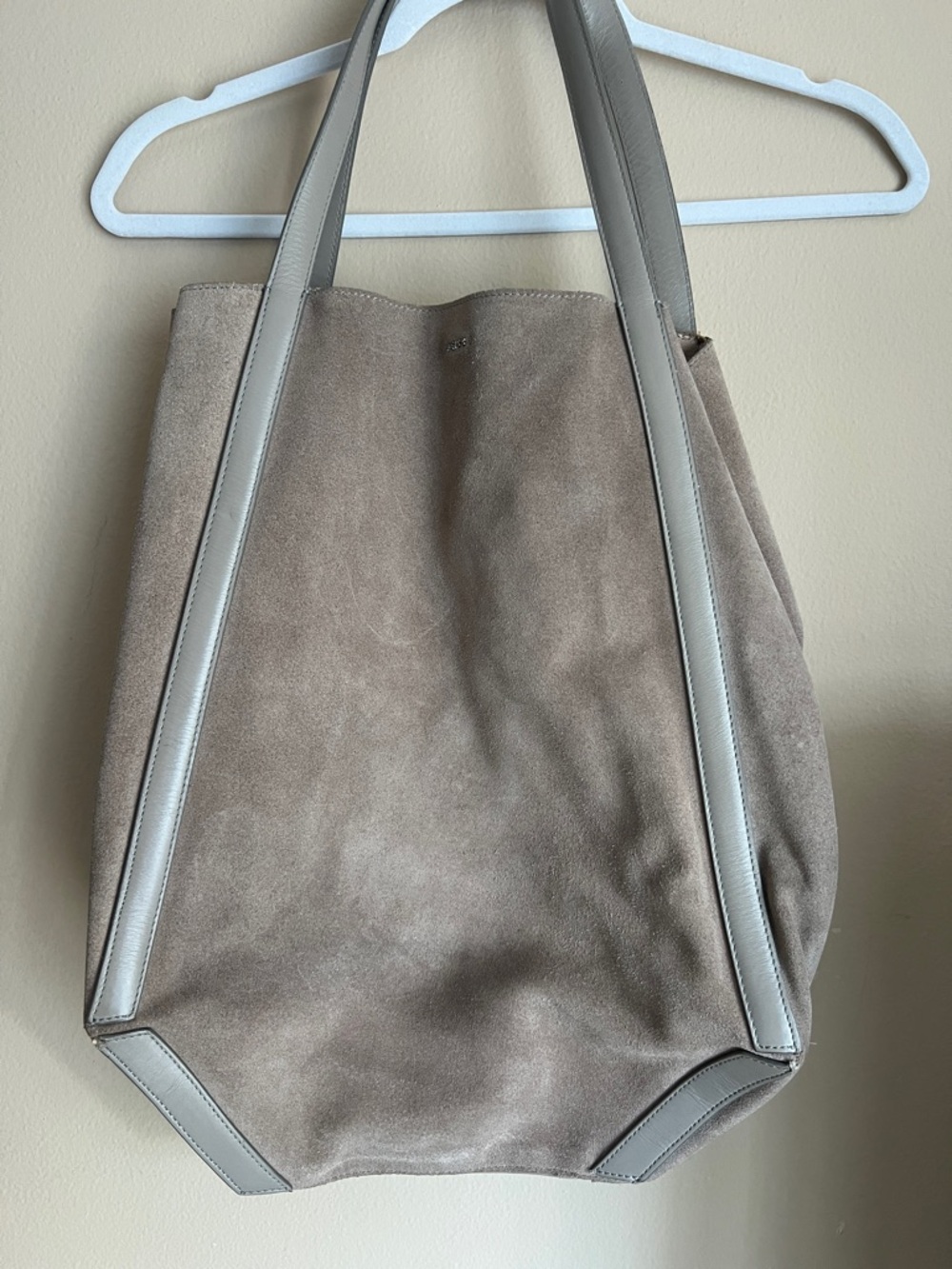 Reiss Women's Taupe Suede Tote Bag with Leather Handles